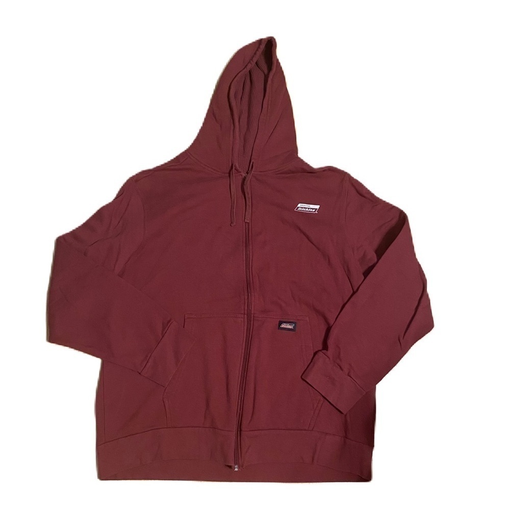 Vintage Dickies Red Full Zip Sweatshirt XL Waffle Knit Lined Men’s Hooded